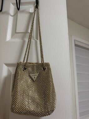 GUESS Gold Mesh Chain-Handle Shoulder Bag